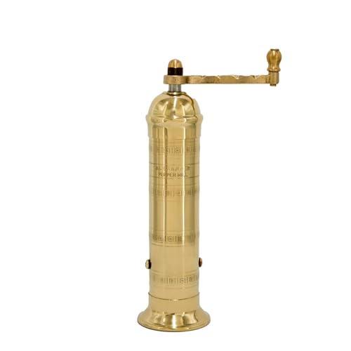 Greek-Style Brass Pepper Mill - 8 Inch Refillable Hand Grinder