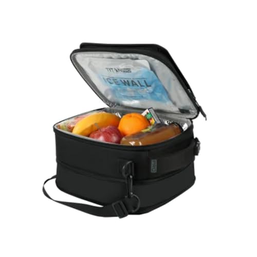 Titan PRO Expandable Lunch Box with Ice Walls Black - Keeps Food Cold 6 Hours