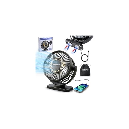 Portable Magnetic Cruise Fan with 12000mAh Power Bank and LED Light