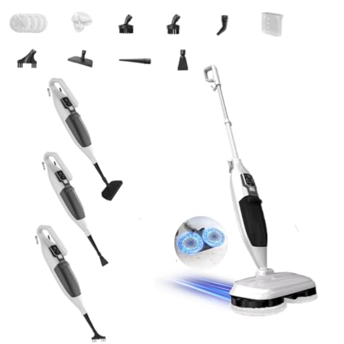 PUREBEAR White 300°F Steam & Scrub Mop with 13 Accessories – Lightweight Floor Cleaner