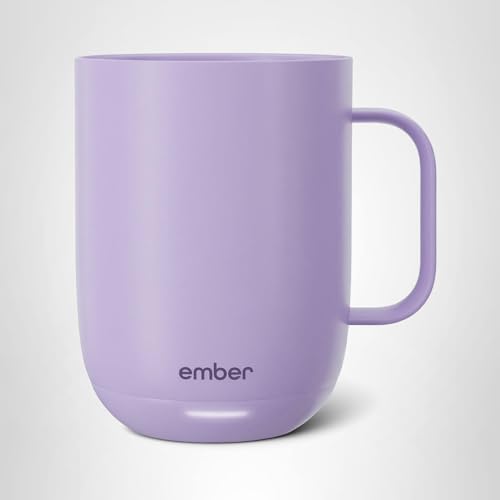 Ember Temperature Control 14oz Smart Mug 2, App-Controlled and Rechargeable Heated Coffee Cup Warmer with Intelligent LED Display, Lavender.