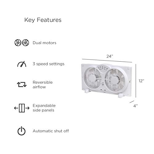 High Velocity Reversible Window Fan with Thermostat & Max Cool Technology