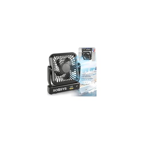 5000mAh Black Cruise Approved Portable Magnetic Fan - 4-Speed Travel Fan