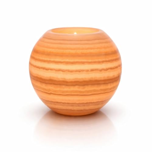 CraftsOfEgypt Large Alabaster Candle Holder - Natural Stone Tealight & Votive Decor