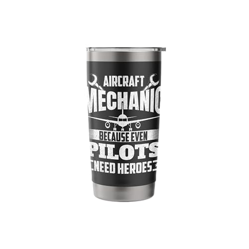 Aircraft Mechanic Tumbler 20oz Insulated Stainless Steel Airplane Maintenance Gift - Black
