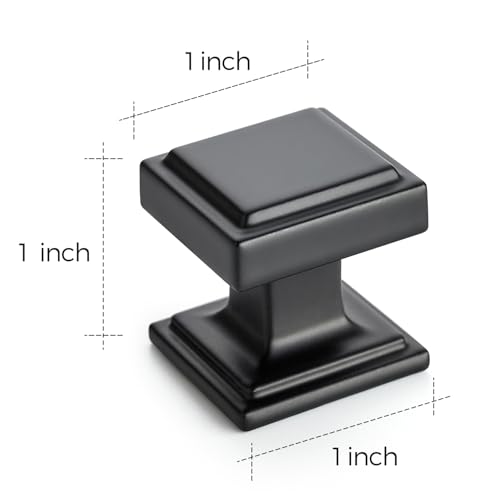 Ravinte Black Square Kitchen Cabinet Knobs 30 Pack - Single Hole Zinc Pulls
