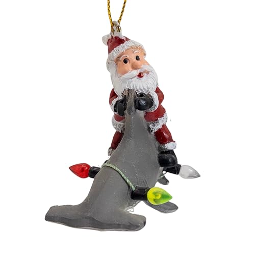 Hammerhead Shark Christmas Tree Ornament Santa Riding Lights Nautical Decor