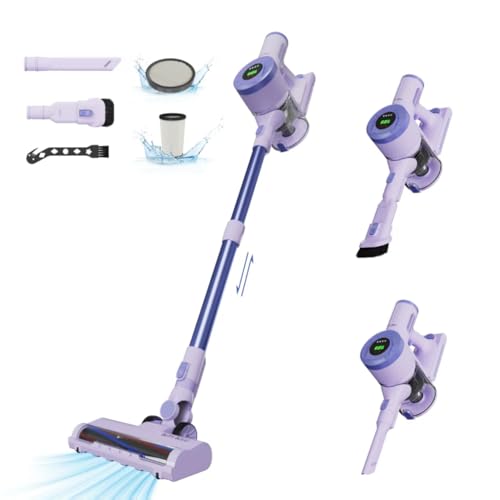 Cordless Stick Vacuum Cleaner with 30KPa Suction, 40Min Runtime - Purple-w15