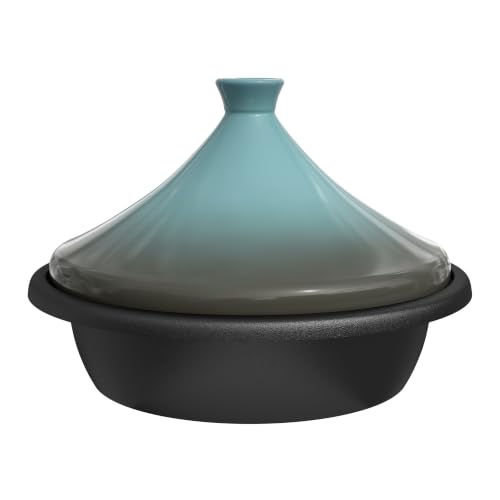 Kook Moroccan Tagine Enameled Cast Iron Cooking Pot 3.3 Qt Stone Blue Variation