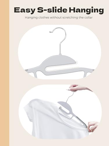 HOUSE DAY Grey Plastic Hangers 50 Pack, Slim Space Saving, Non Slip