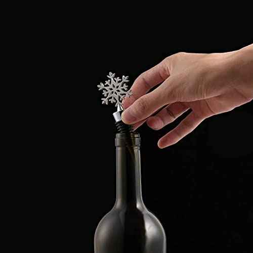 2 Pack Snowflake Wine Bottle Stopper for Christmas Decorative, Alloy Wine Stoppers, Winter Decor Holiday Wedding Christmas Party Supplies, Wine Accessories Gift for Hostess - Wine Bottle Corkers