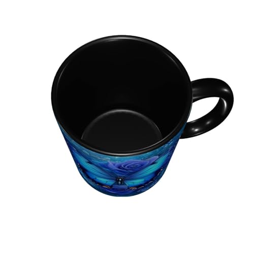 Beige Butterfly Coffee Mug 11 OZ Ceramic Tea Cup - Microwave & Dishwasher Safe Gift
