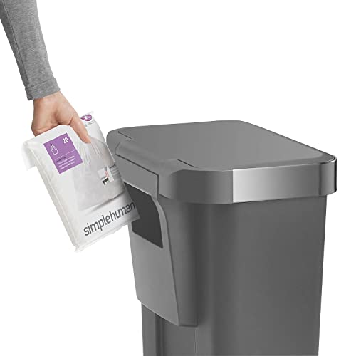 Simplehuman 45L Rectangular Kitchen Step Trash Can - Grey Plastic, Soft-Close Lid, No Inner Bucket, Variation of Gray