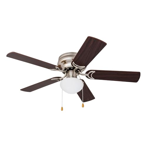 42 Inch Ceiling Fan with Light - Silver Finish, Reversible Blades & Remote Control