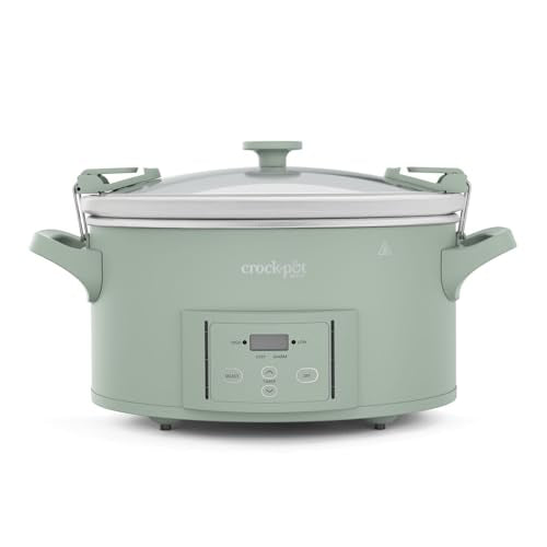 Crock-Pot 7-Quart Programmable Slow Cooker Desert Sage Green - Modern Design, Digital Countdown & Locking Lid