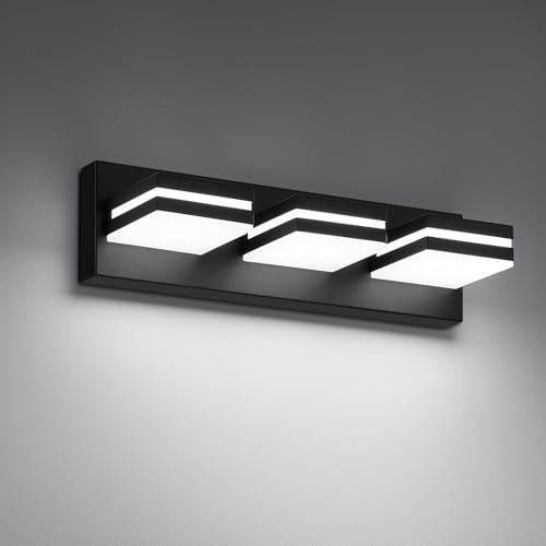 Black 16in JZEKVN Modern 3-Light LED Bathroom Vanity Light Fixtures