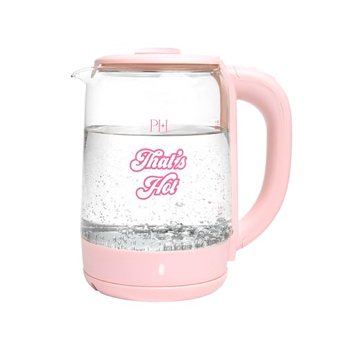 Electric Kettle 1.8L Glass Pink with Auto Shut-Off & LED Indicator