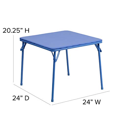 Flash Furniture Mindy Kids Blue Folding Table for Toddlers, 24x24 Inch, Safety Lock