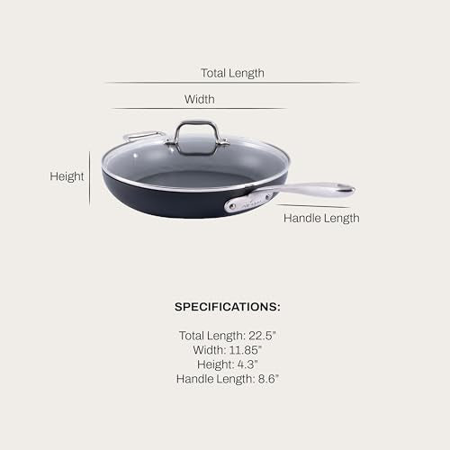 12-Inch Nonstick Frying Pan with Lid - Induction Ready, Hard Anodized