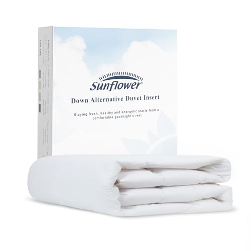 Sunflower White Queen Size Lightweight Cotton Duvet Insert Summer Bedding