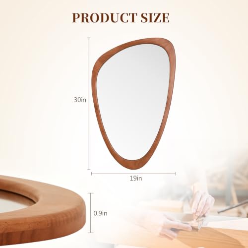 WallBeyond Walnut Irregular Wall Mirror 30x19 Inch Modern Decorative Art