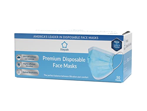 Blue Disposable Face Masks 2000pcs 3-Ply Breathable Covering with Nose Wire - Adult Mask