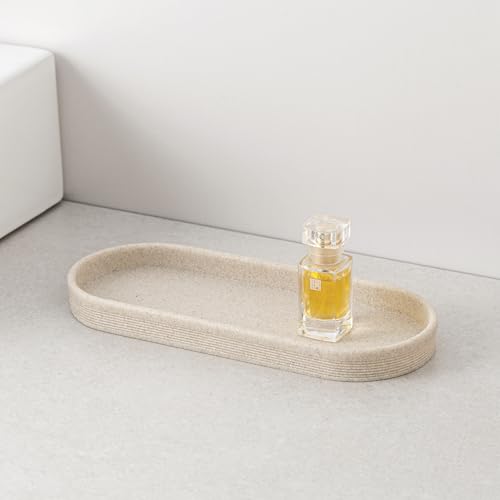 Haocoott Beige 4-Piece Sandstone Look Bathroom Accessory Set - Modern Organizer