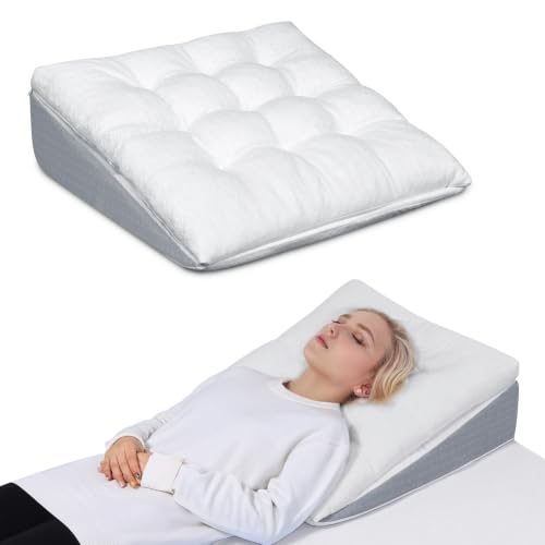 24x24x7.5 Inch Bed Wedge Pillow for Sleep Apnea – Adjustable Dual Layer Memory Foam Support for Acid Reflux & Snoring