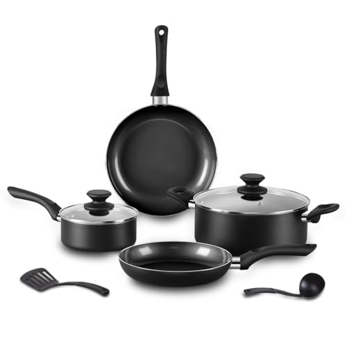 Black 8-Piece Ceramic Cookware Set - Nonstick Pots & Pans with Handles