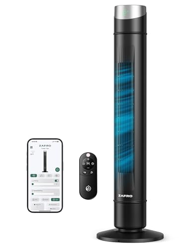 ZAFRO Black 42-Inch Smart Tower Fan with App Remote & Voice Control