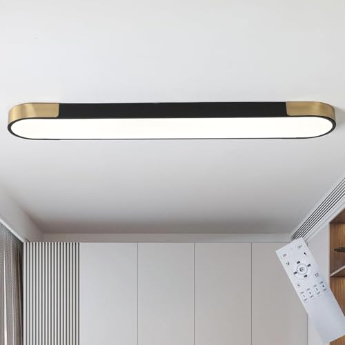 Tioolo Black and Gold Dimmable 4FT LED Ceiling Light with Remote for Kitchen & Home