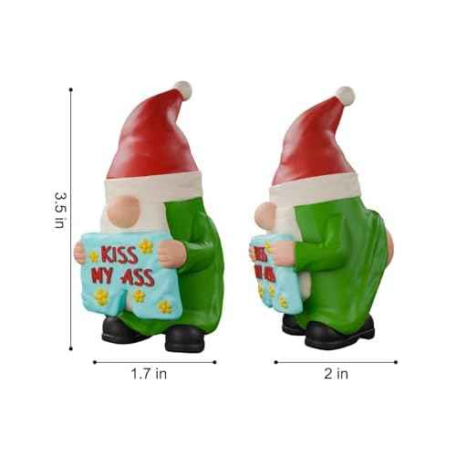 3.5'' Funny Christmas Gnomes Figurine, Mini Naughty Gnomes Figurines, Handmade Resin Statue Gnome Gifts for Christmas Decorations Indoor Christmas Tree, Display on Mantel, Window Sill or Fairy Garden