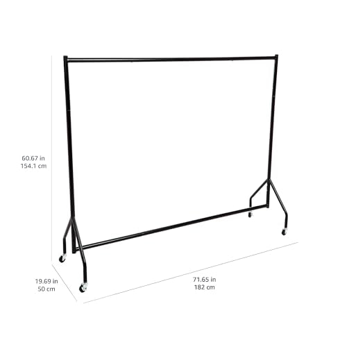 Heavy Duty Portable Garment Rack 1.82 x 1.52 m (72 x 60 inches) Black - Rolling Clothes Organizer for Home & Retail