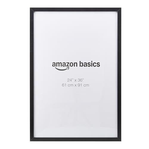 Rectangular Wood Poster Frame 24x36 Inches Black - Sturdy Artwork Display