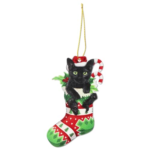 GLADFRESIT A Black Cat Christmas Tree Hanging Decoration – Christmas Ornament for Tree, Car, Home (A)