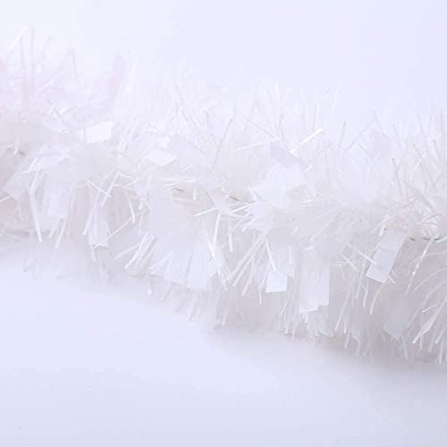 CCINEE 33FT Christmas Tinsel Garland,White Metallic Garland for Christmas Tree Party Indoor Outdoor Decoration