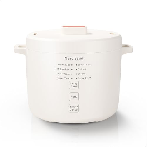 Mini Rice Cooker 3.5-Cup Capacity for White & Brown Rice, Steaming & Slow Cooking