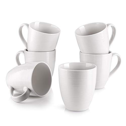 DOWAN White 17 Oz Coffee Mug Set of 6, Large Durable Ceramic Tea Cups