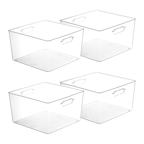 13x13 Inch Clear Storage Bins - Extra Large Cube Organizer, 4 Pack