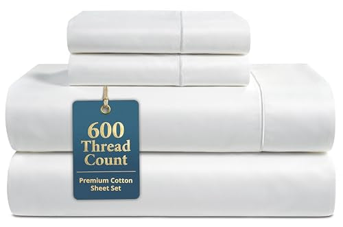 Queen Bed Sheets 600TC Long-Staple Cotton Silky Sateen White - Variation of THIS listing