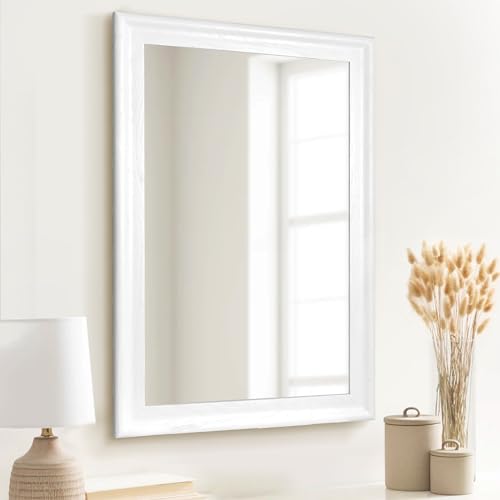 36'' x 24'' White Wall Mirror for Bathroom Rustic Rectangle Vanity Mirror