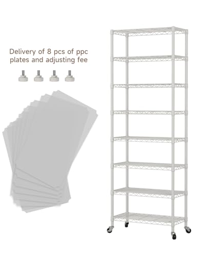 Golpart 8-Tier Adjustable Metal Wire Storage Shelves - White, 12"Dx22"Wx72"H