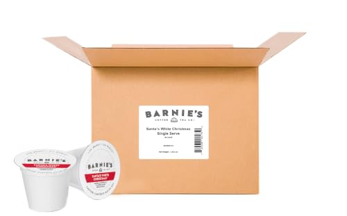 Barnie's Coffee Santa's White Christmas Coffee Pods 48 Count with Coconut, Vanilla & Caramel Flavors - Compatible with Keurig, Medium Roast Arabica