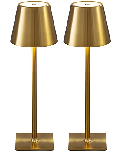 Electroplated Gold Cordless LED Desk Lamp - Rechargeable Portable Table Light