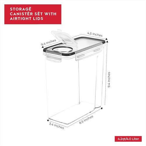 Standard 4 Pack Airtight Cereal Storage Containers 4L Set of 4 - DWËLLZA KITCHEN