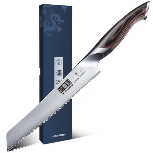 HOSHANHO 8-Inch Ultra Sharp Japanese Serrated Bread Knife - Professional Kitchen Tool