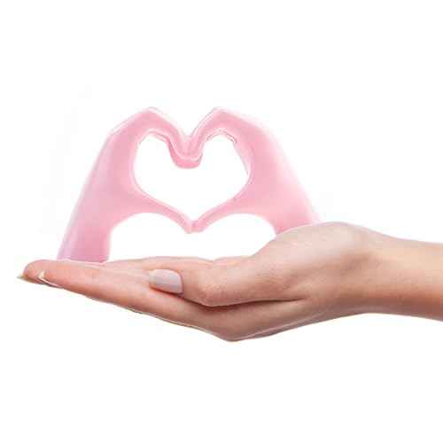 Small Heart Hands Sculpture Decor for Living Room Bedroom Bookshelf Coffe Table and Office Display, Love Finger Statue Modern Aesthetic Home Decor, Unique Gift for Wedding Christmas Birthday (Pink)
