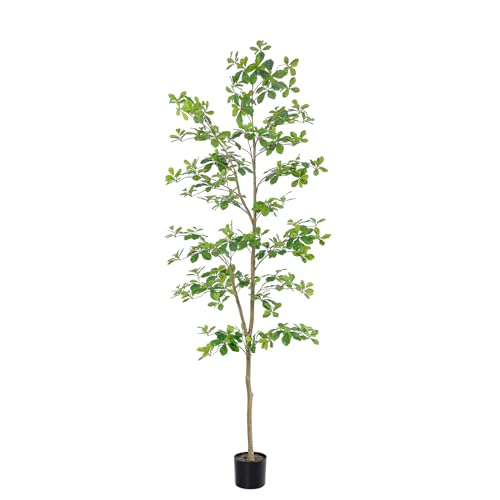 Bellacat 7ft Black Olive Faux Tree Indoor with Natural Trunk & Realistic Leaves