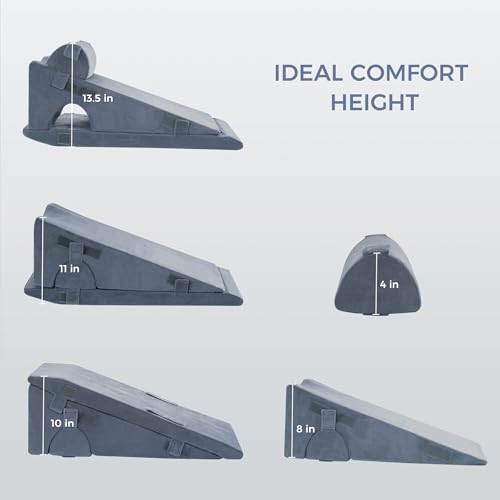 Adjustable Leg Wedge Pillow Set for Support, Recovery & Comfort - Gray
