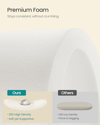 SONGMICS Oval Velvet Storage Ottoman Bench Cappuccino White 15"D x 43"W x 15"H